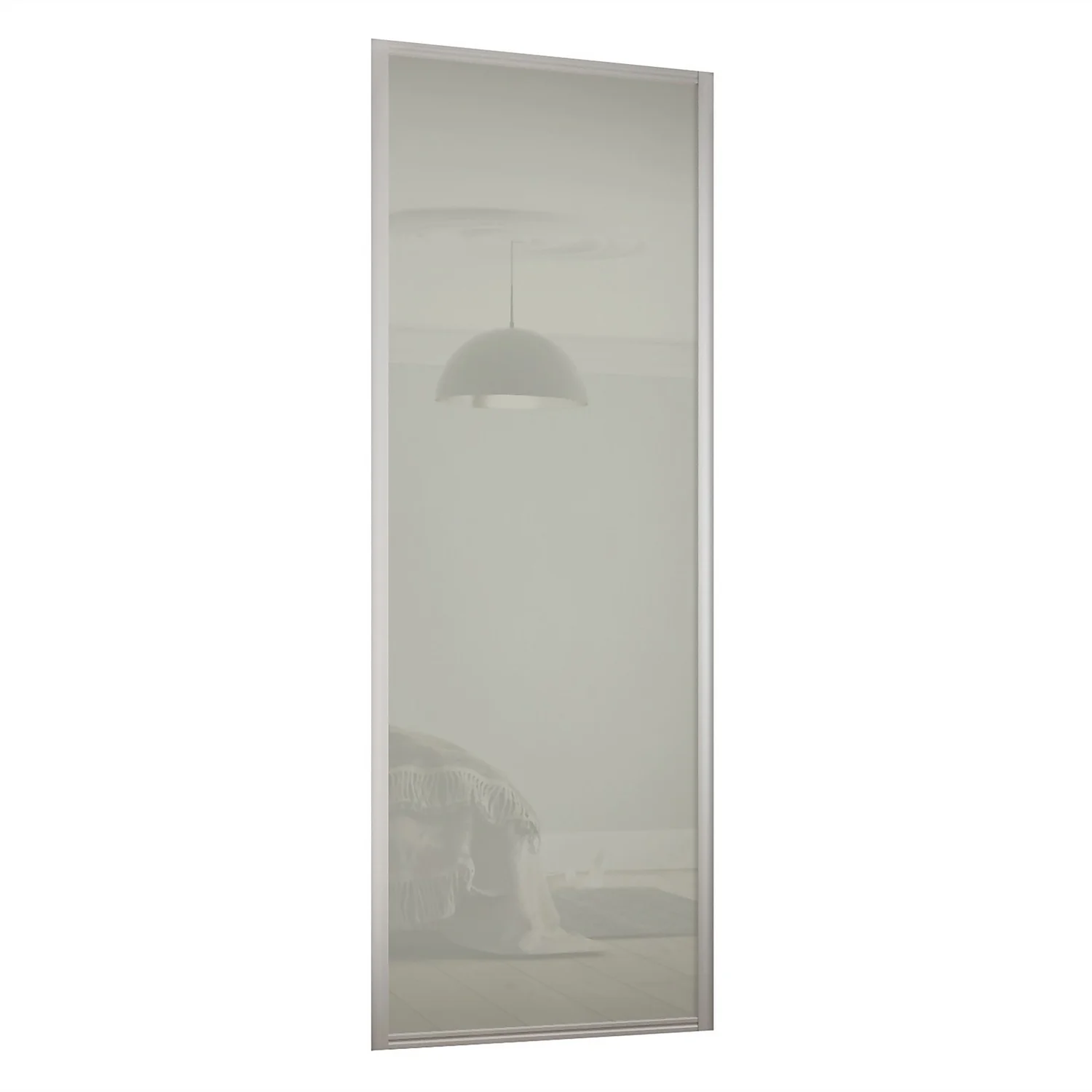 Ellipse Sliding Wardrobe Door 1 Panel Arctic White Glass With Aluminium Frame (W)762mm