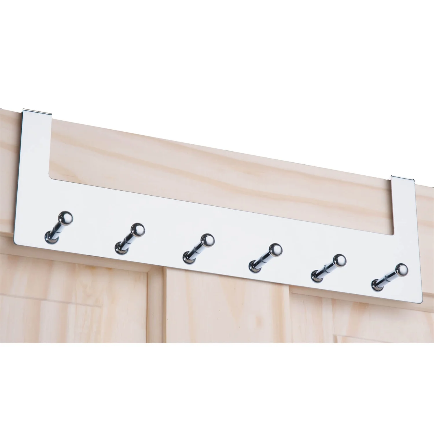 None Over The Door Hook Rail - Polished Chrome - 6 Hooks