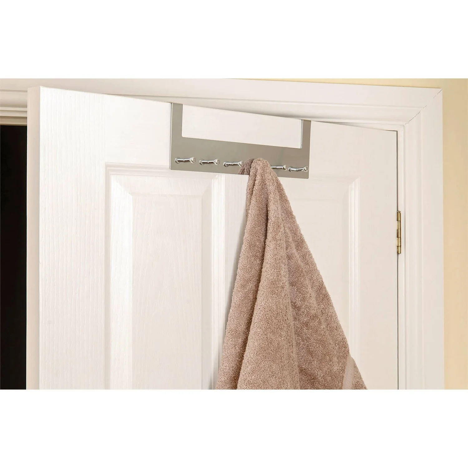 None Over The Door Hook Rail - Polished Chrome - 6 Hooks - Image 3