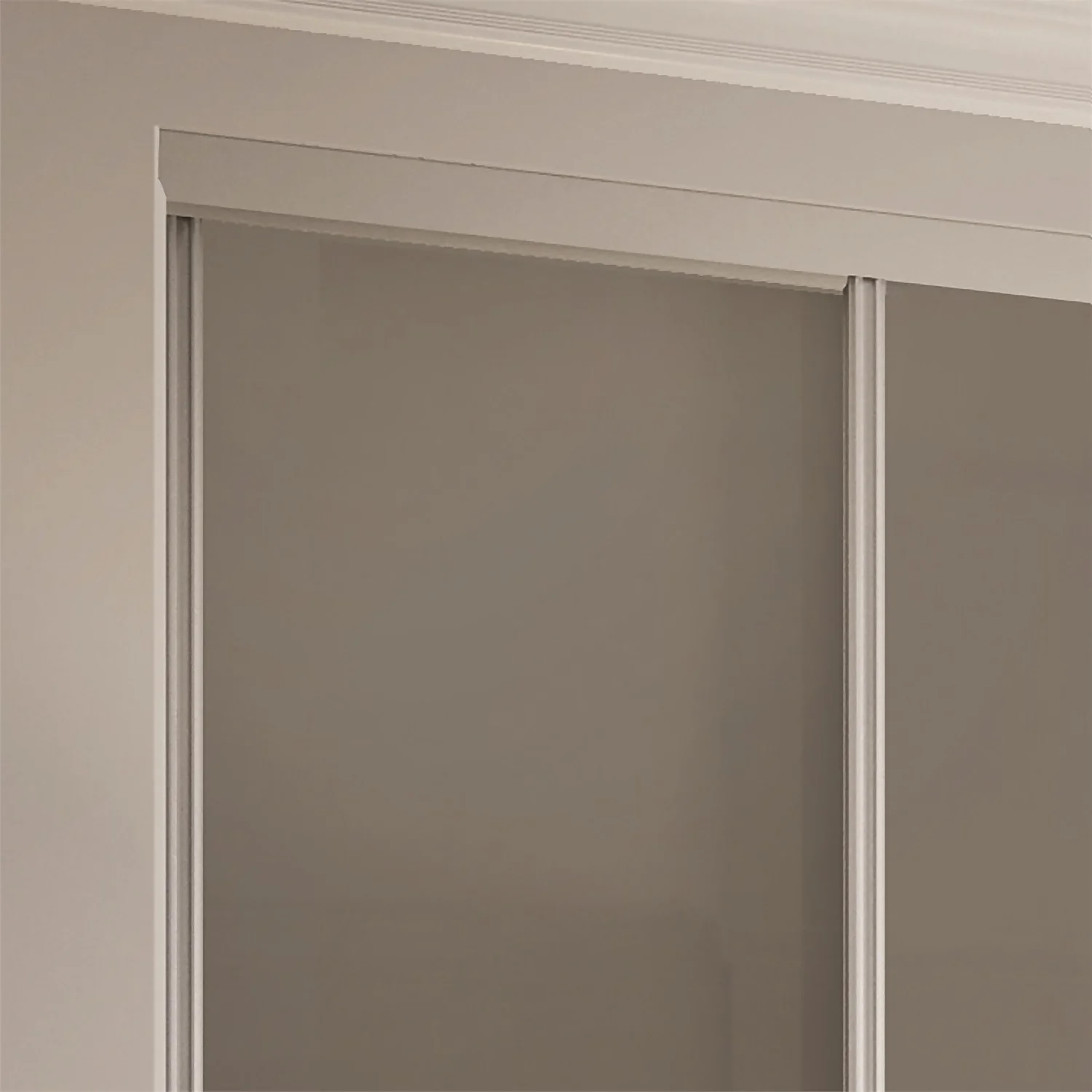 Duo Sliding Wardrobe Door Cappuccino Glass / Arctic White With Aluminium Frame (W)914mm - Image 3
