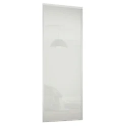 Classic Sliding Wardrobe Door Arctic White Glass With Silver Frame (W)762mm