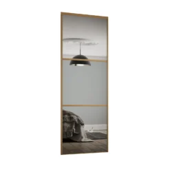 Linear Sliding Wardrobe Door 3 Panel Mirror With Oak Frame (W)610mm