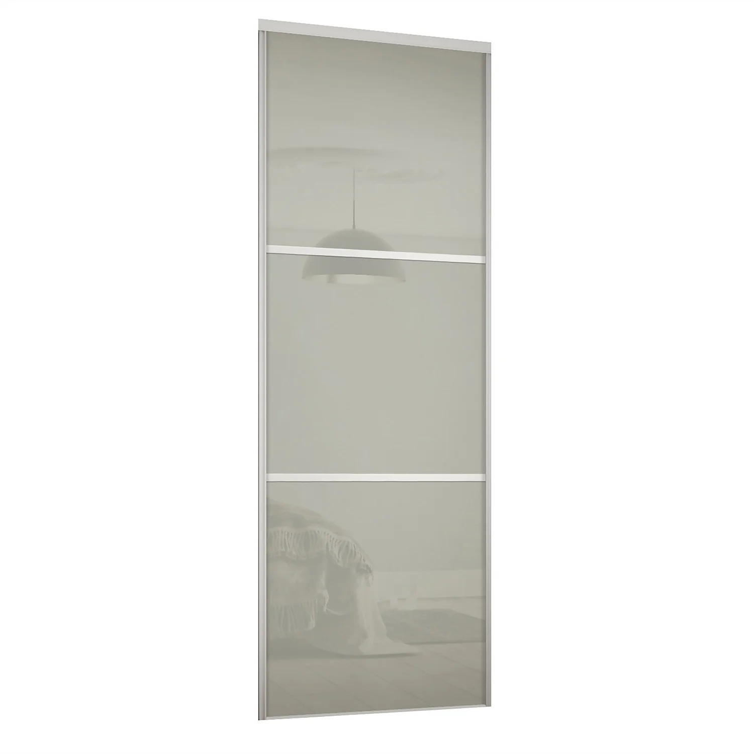Linear Sliding Wardrobe Door 3 Panel Arctic White Glass With White Frame (W)610mm