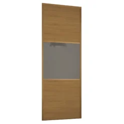 Linear Sliding Wardrobe Door 3 Panel Oak / Cappuccino Glass With Oak Frame (W)610mm