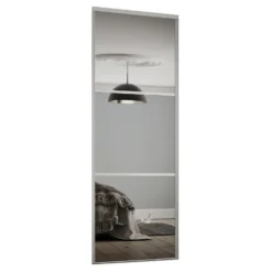 Linear Sliding Wardrobe Door 3 Panel Mirror With Silver Frame (W)762mm