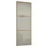 Linear Sliding Wardrobe Door 3 Panel Arctic White Glass With Oak Frame (W)914mm