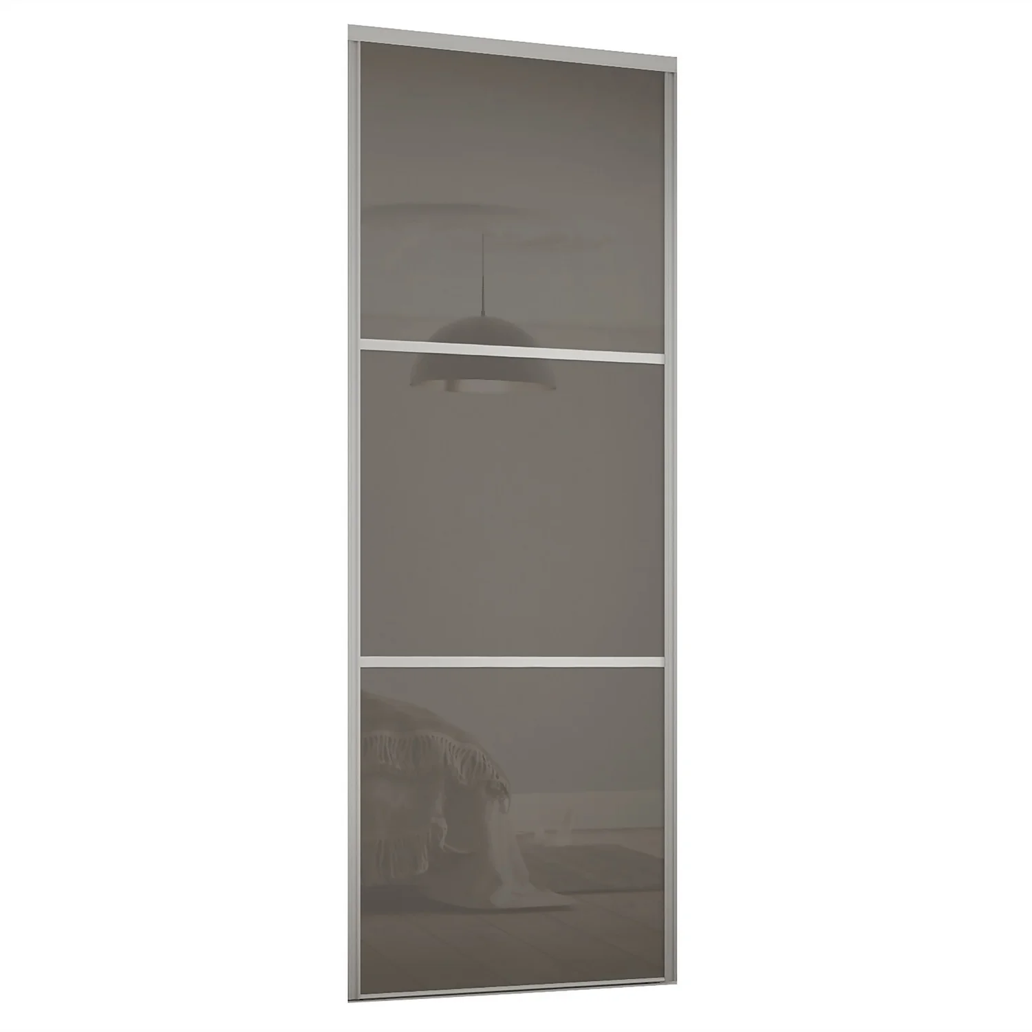 Linear Sliding Wardrobe Door 3 Panel Cappuccino Glass With Silver Frame (W)914mm
