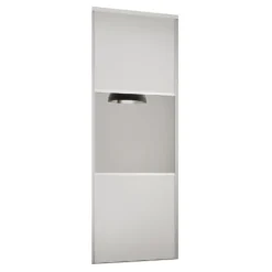 Linear Sliding Wardrobe Door 3 Panel White / Mirror With White Frame (W)914mm