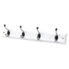 None White Hook Rail - Polished Chrome - 4 Hooks