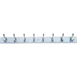 8 Heavy Duty Chrome Hat And Coat Hooks On White Board