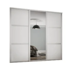Shaker 3 Door Sliding Wardrobe Kit White Panel / Mirror With White Frame (W)2592 X (H)2260mm