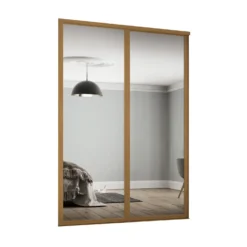 Shaker 2 Door Sliding Wardrobe Kit Mirror With Oak Frame (W)1449 X (H)2260mm
