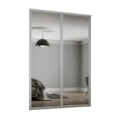 Shaker 2 Door Sliding Wardrobe Kit Mirror With Cashmere Frame (W)1145 X (H)2260mm