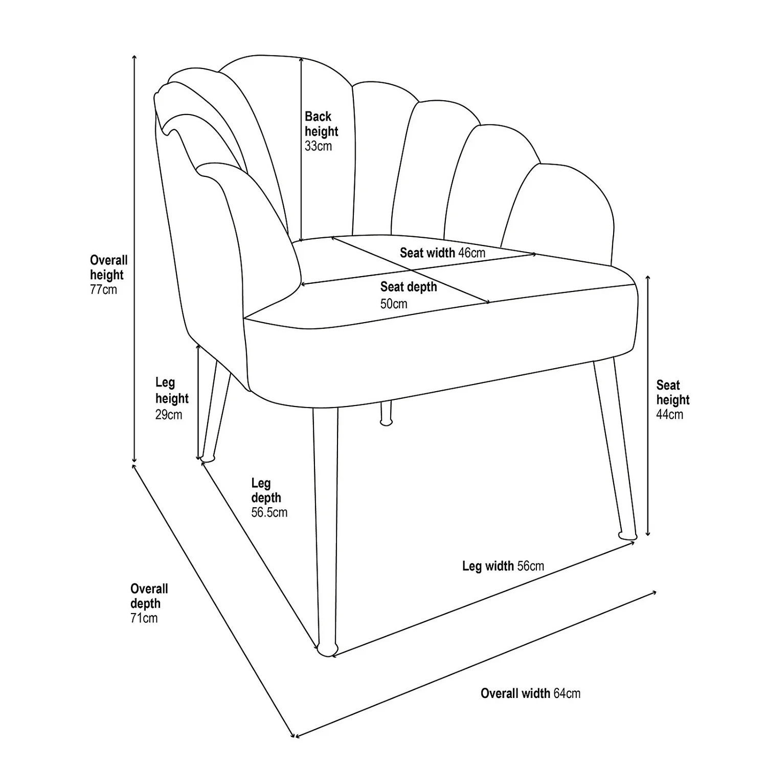 Sophia Scallop Occasional Chair - Blush - Image 9