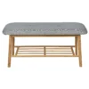 Bamboo Shoe Bench With Grey Cushion Seat