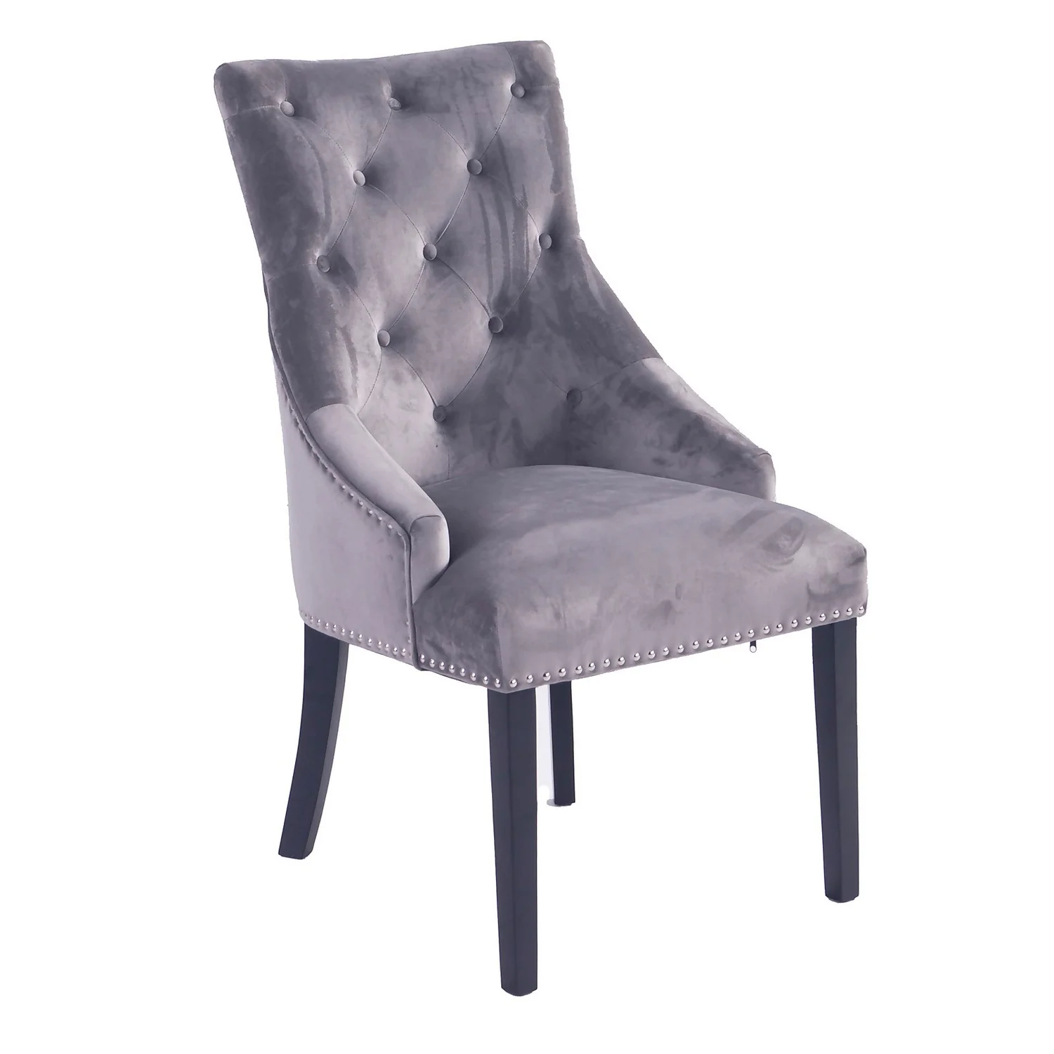 Annabelle Velvet Dining Chairs - Set Of 2 - Grey - Image 3