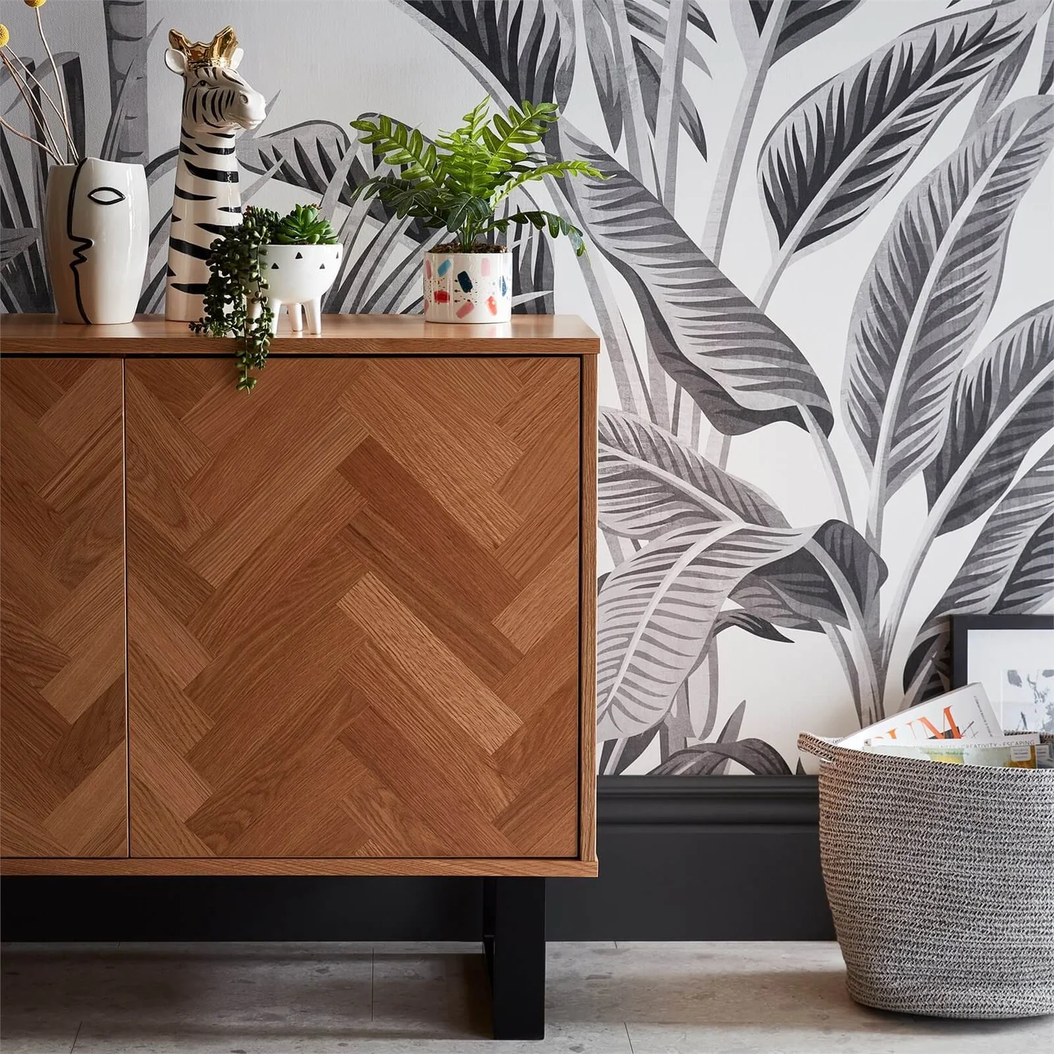 Skelby Herringbone Oak Sideboard - Image 2