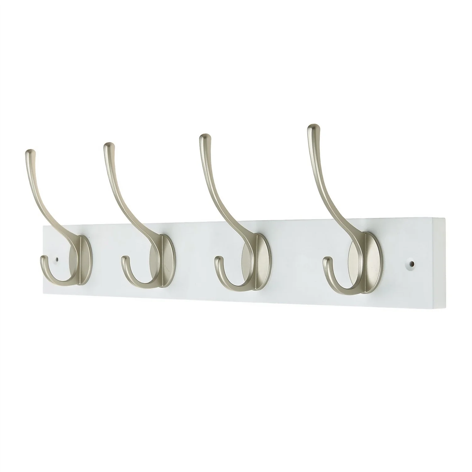 4 Victorian Satin Nickel Hooks On White Bloc Board