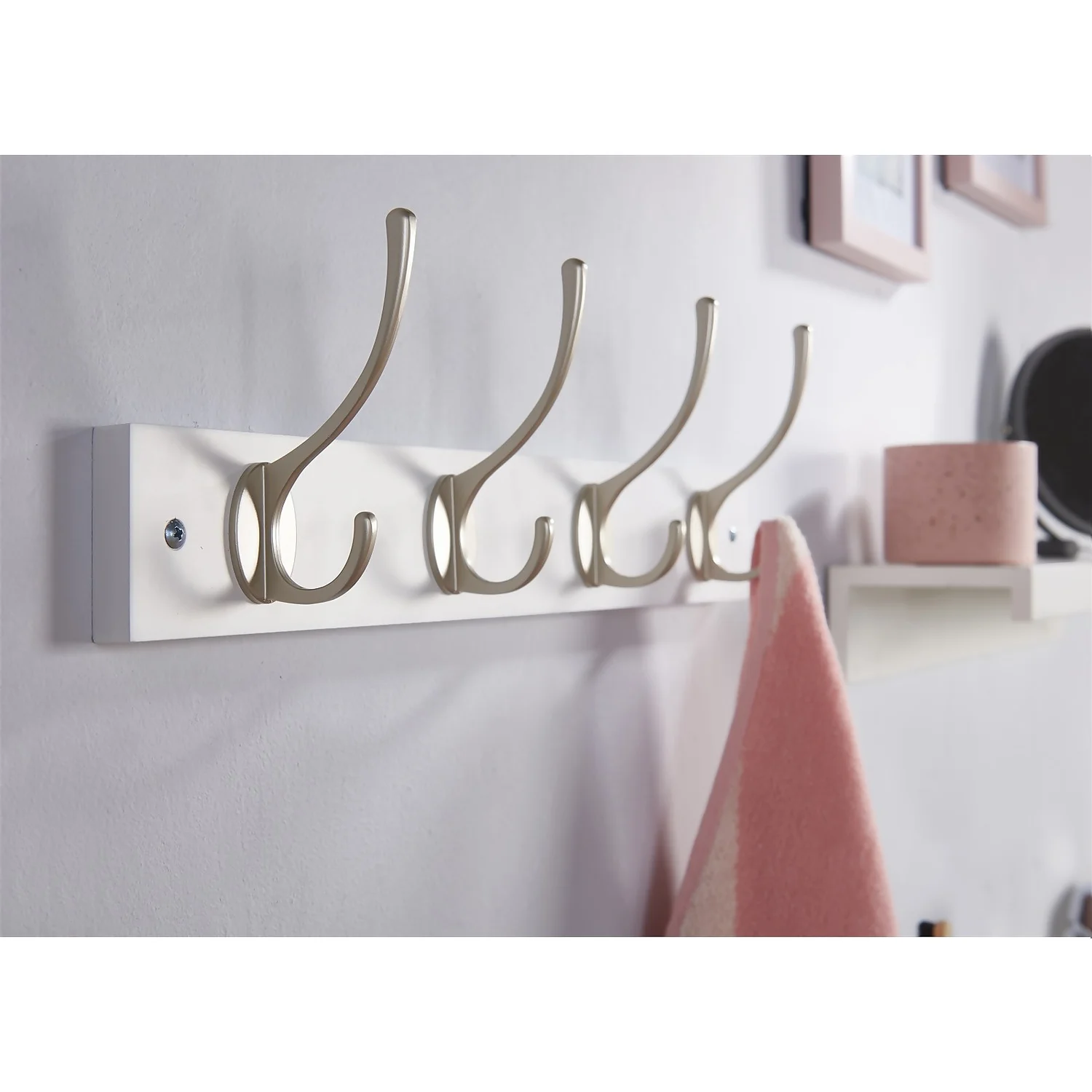 4 Victorian Satin Nickel Hooks On White Bloc Board - Image 2
