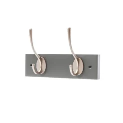 2 Victorian Satin Nickel Hooks On Slate Grey Bloc Board