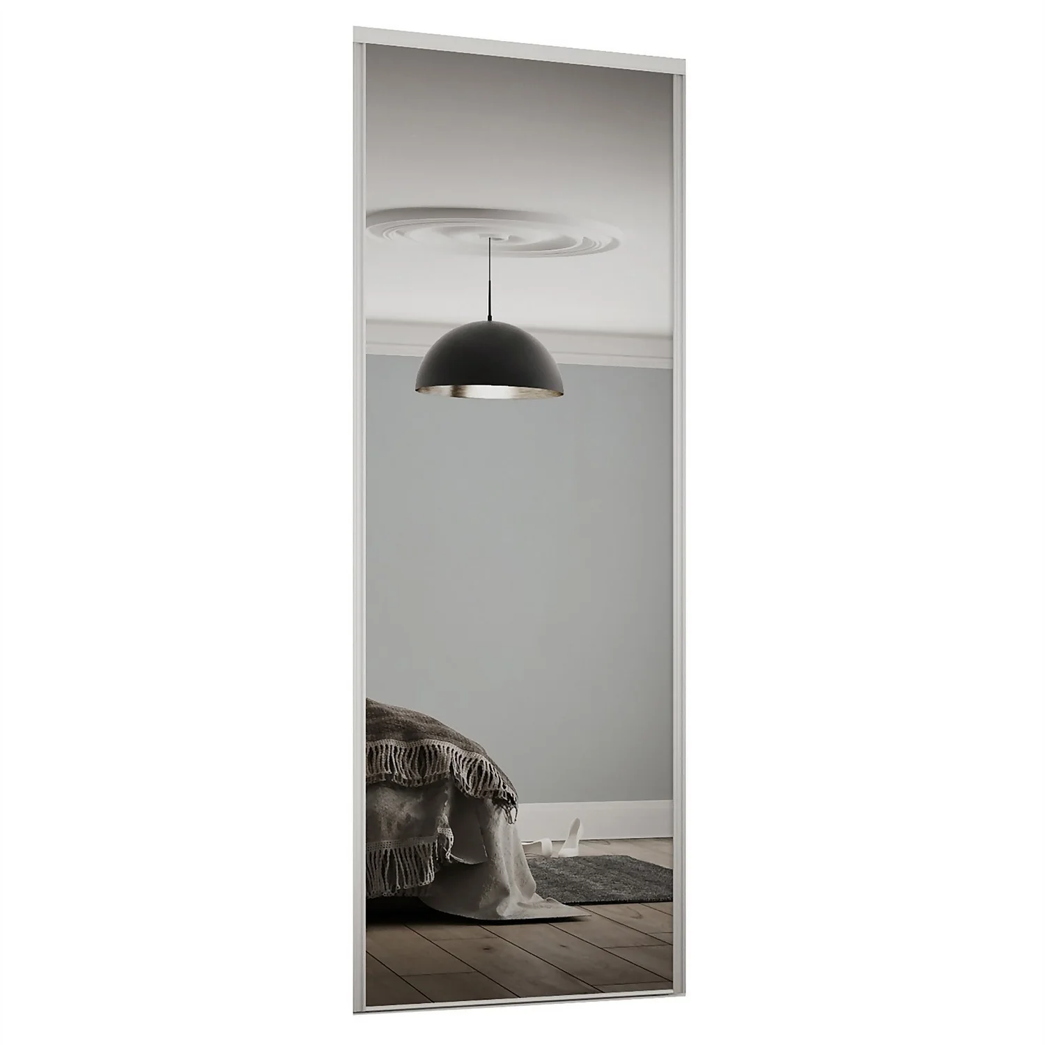 Classic Sliding Wardrobe Door Mirror With White Frame (W)762mm