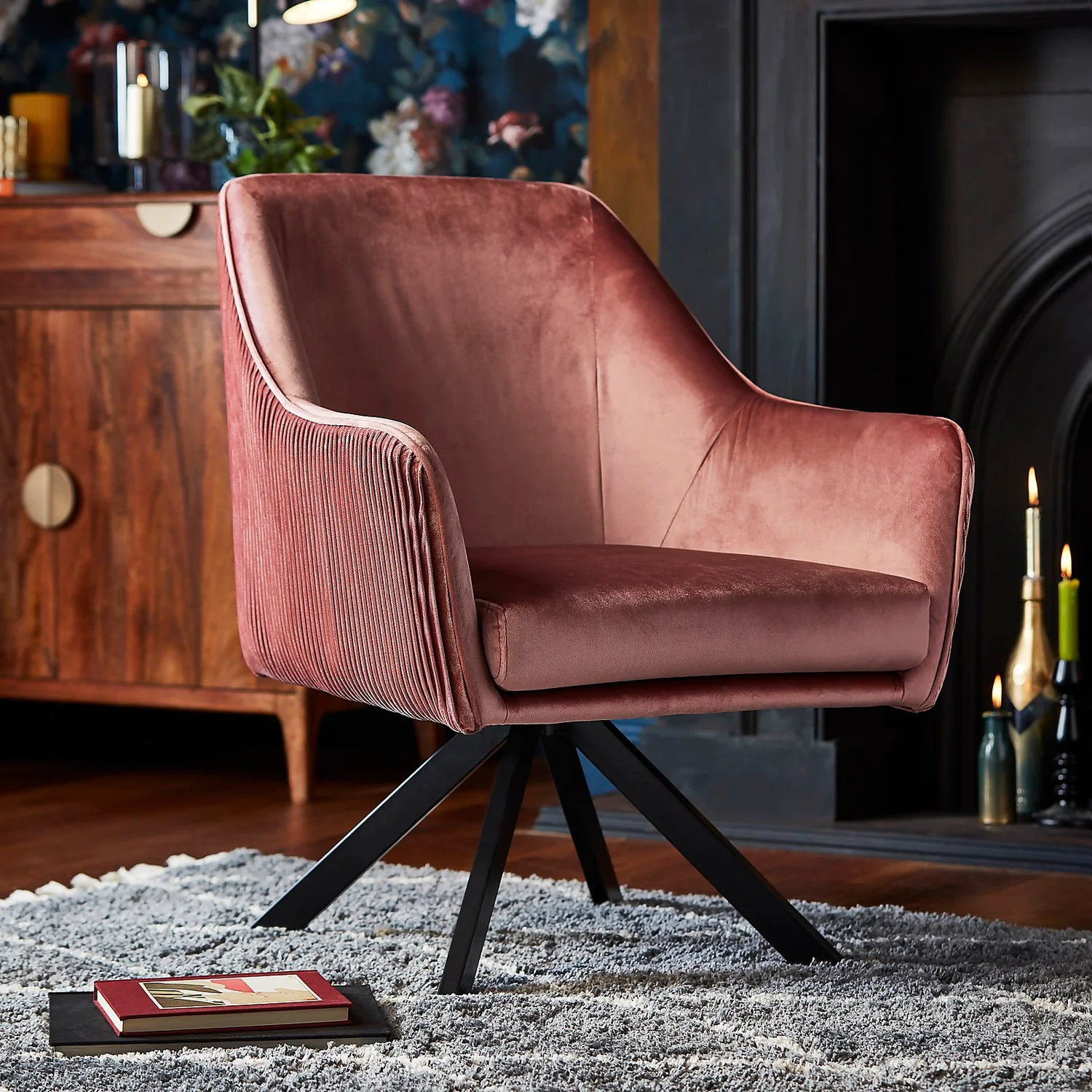 Pia Pleat Swivel Chair - Rose - Image 2