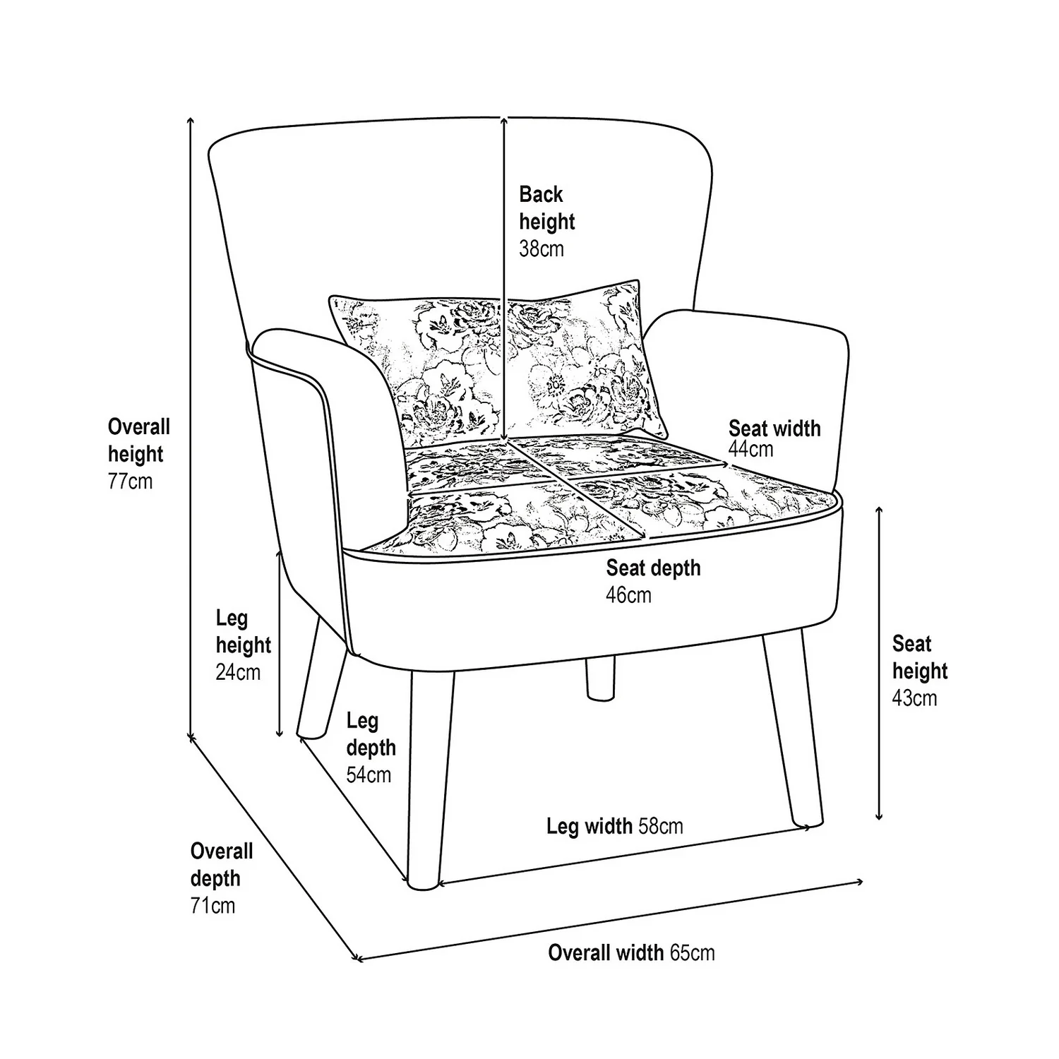 Flora Print Seat Armchair - Image 8