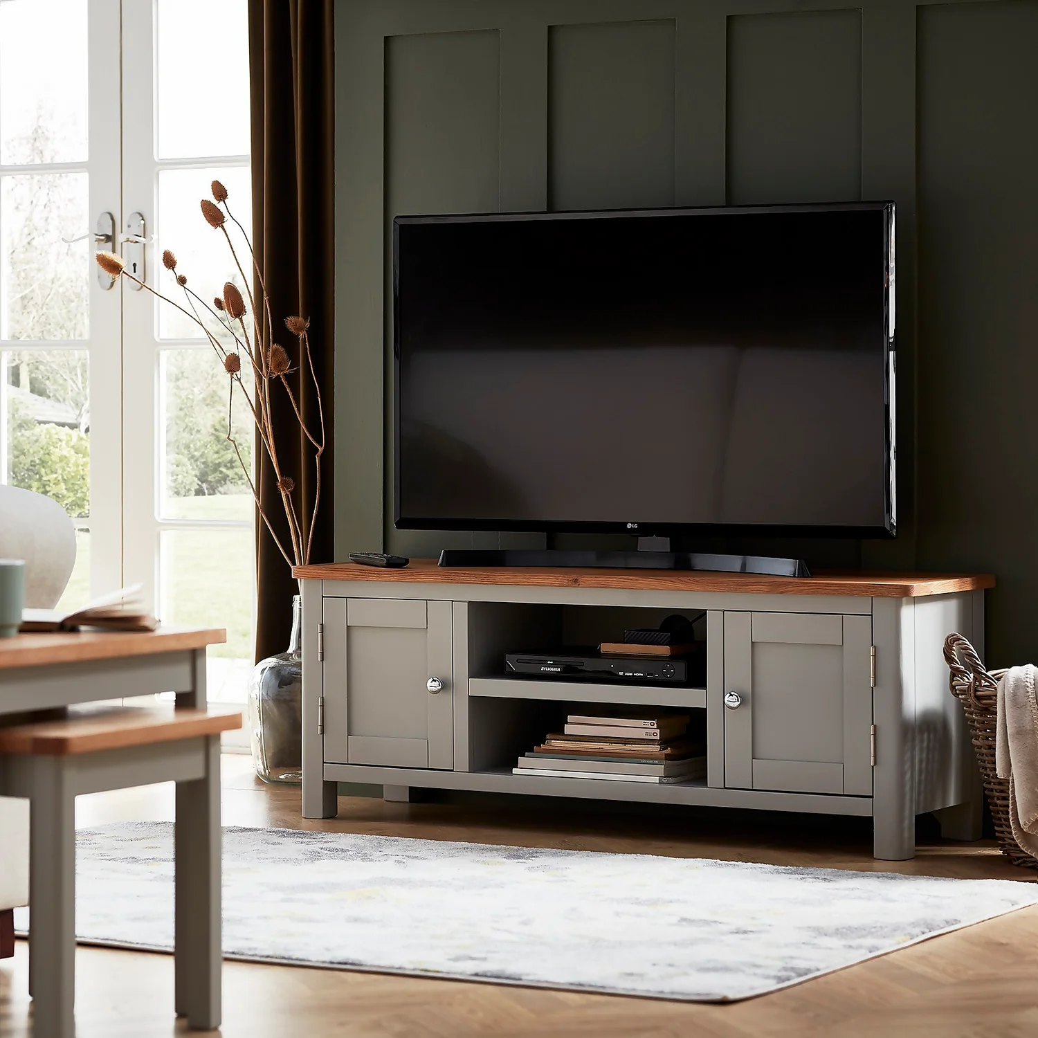 Norbury Wide TV Stand - Grey - Image 2