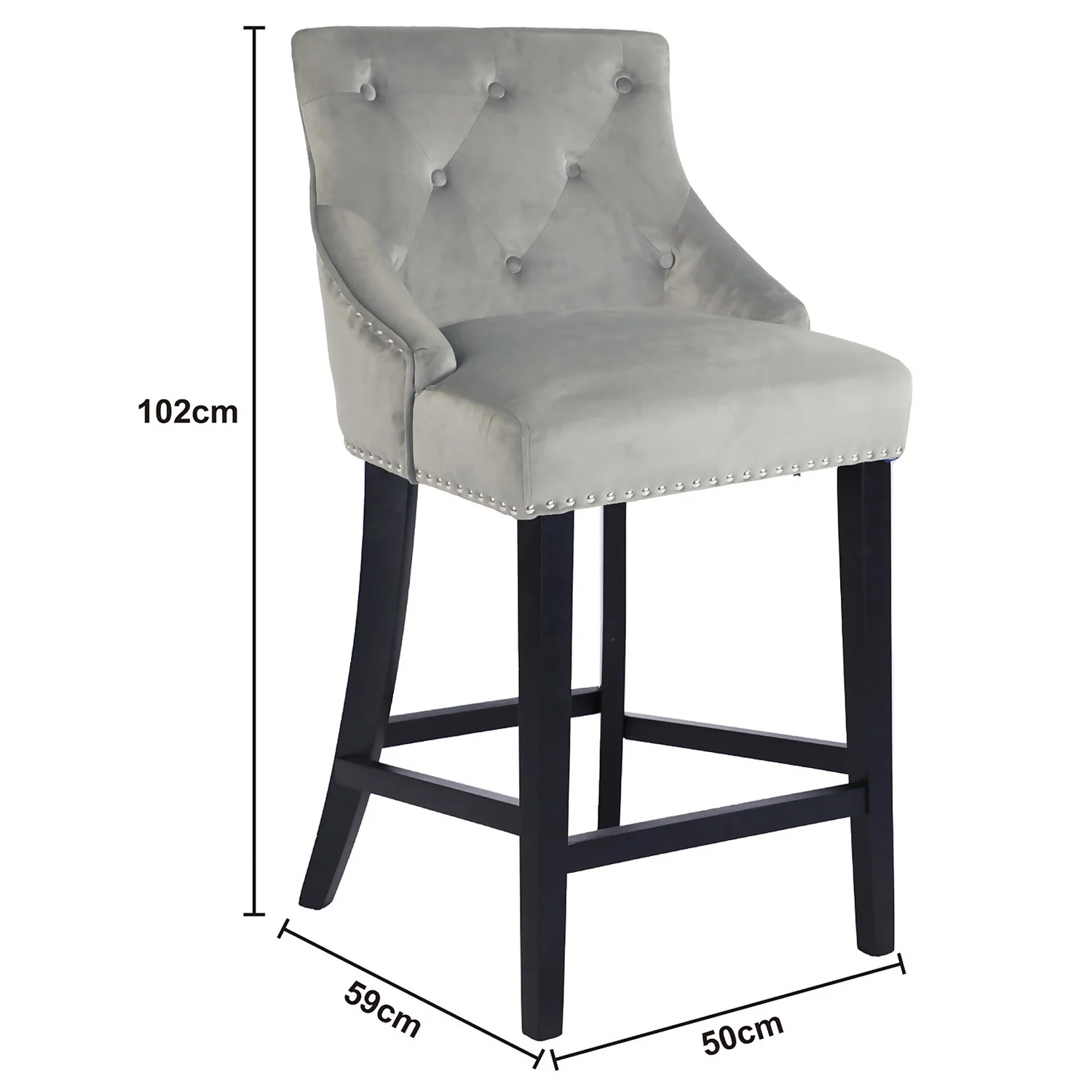 Annabelle Velvet Bar Stool - Grey - Image 7