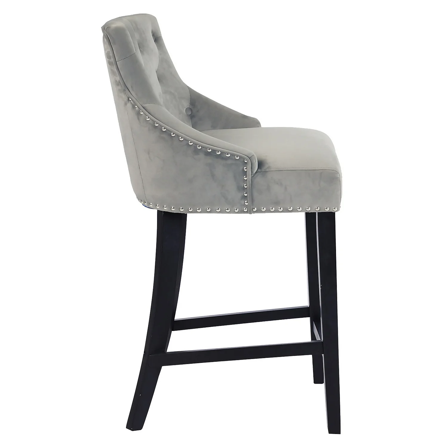 Annabelle Velvet Bar Stool - Grey - Image 4