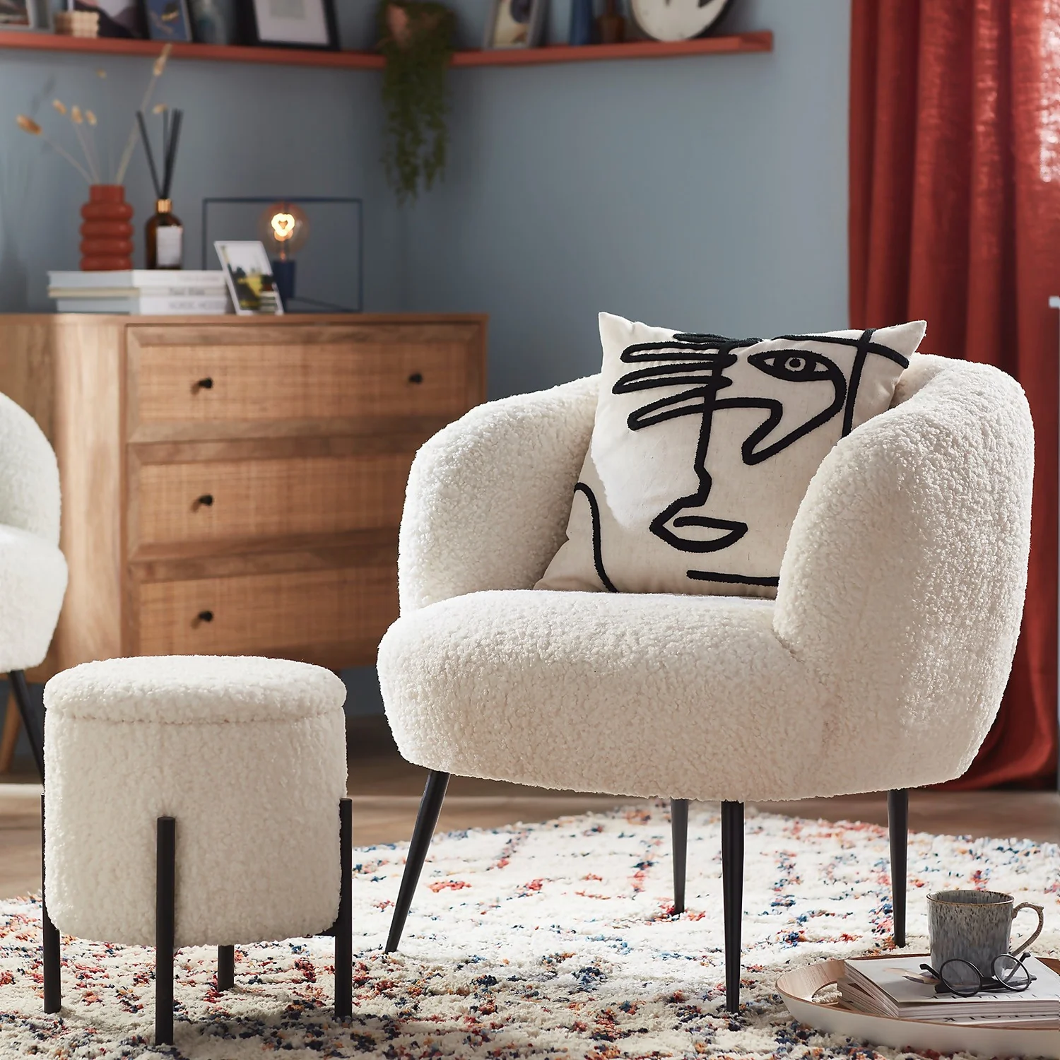 Tori Boucle Tub Chair - White - Image 2