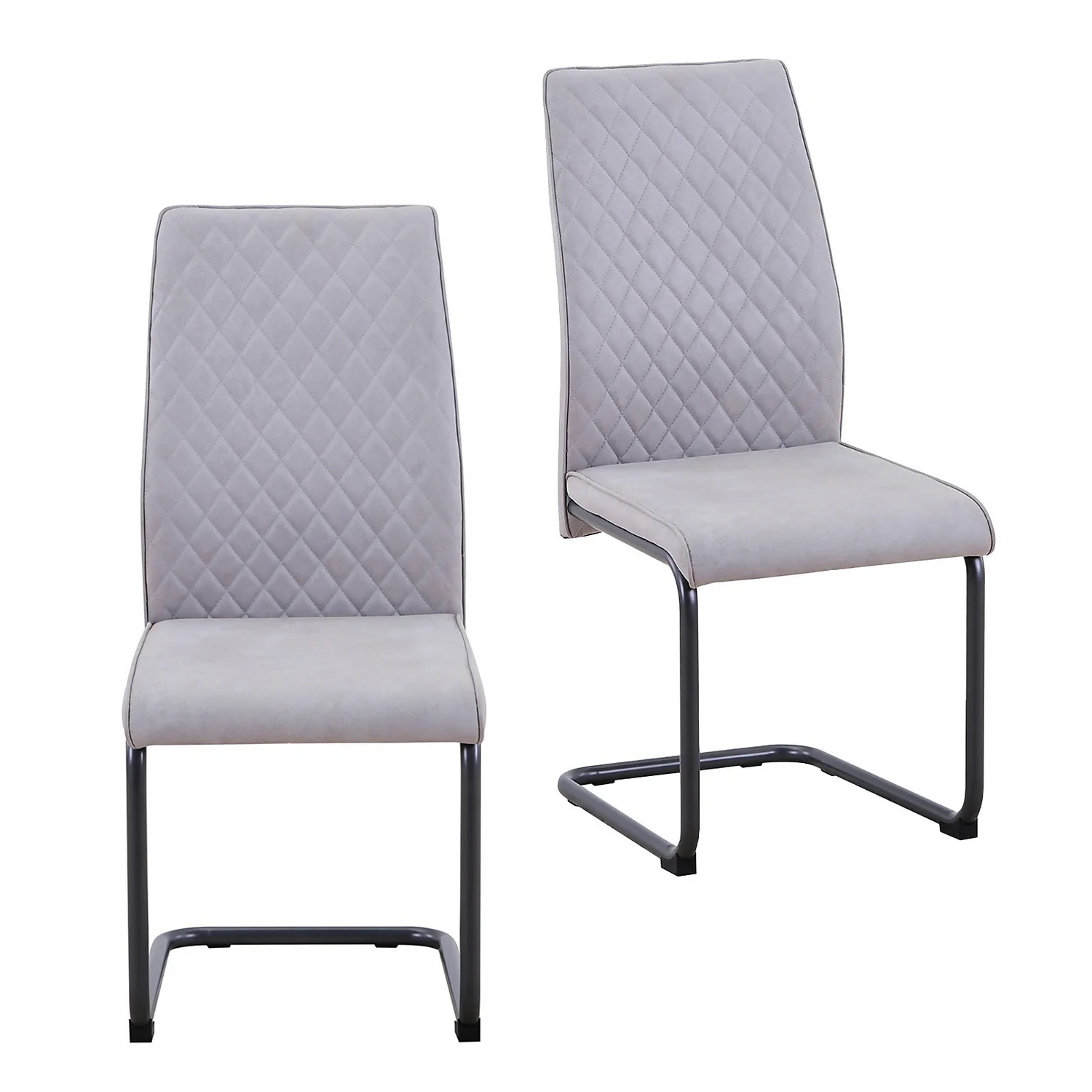Skelby Cantilever Dining Chairs - Set Of 2 - Silver Grey