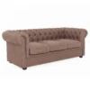 Chesterfield Faux Leather 3 Seater Sofa - Tan