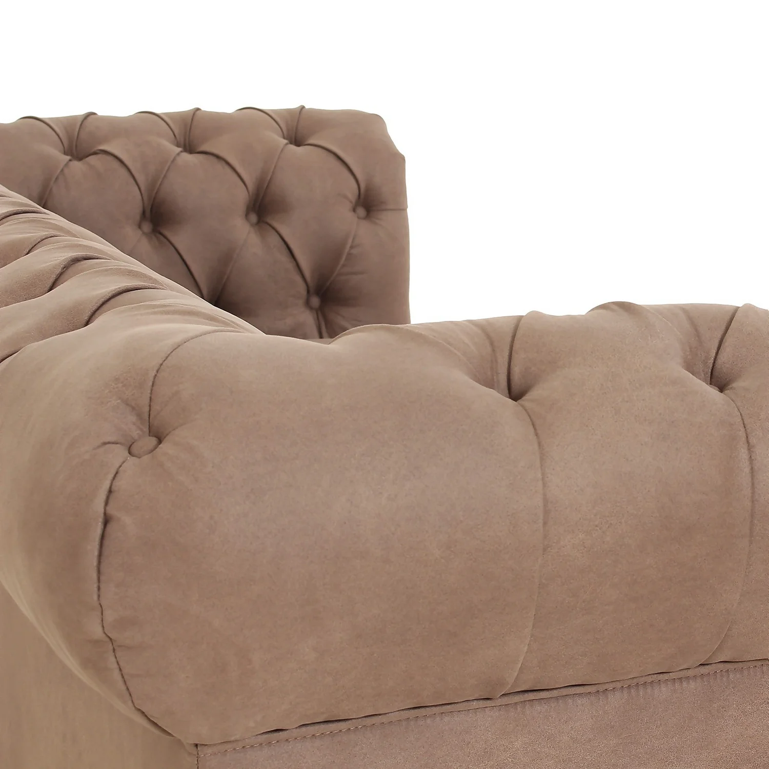 Chesterfield Faux Leather 3 Seater Sofa - Tan - Image 8