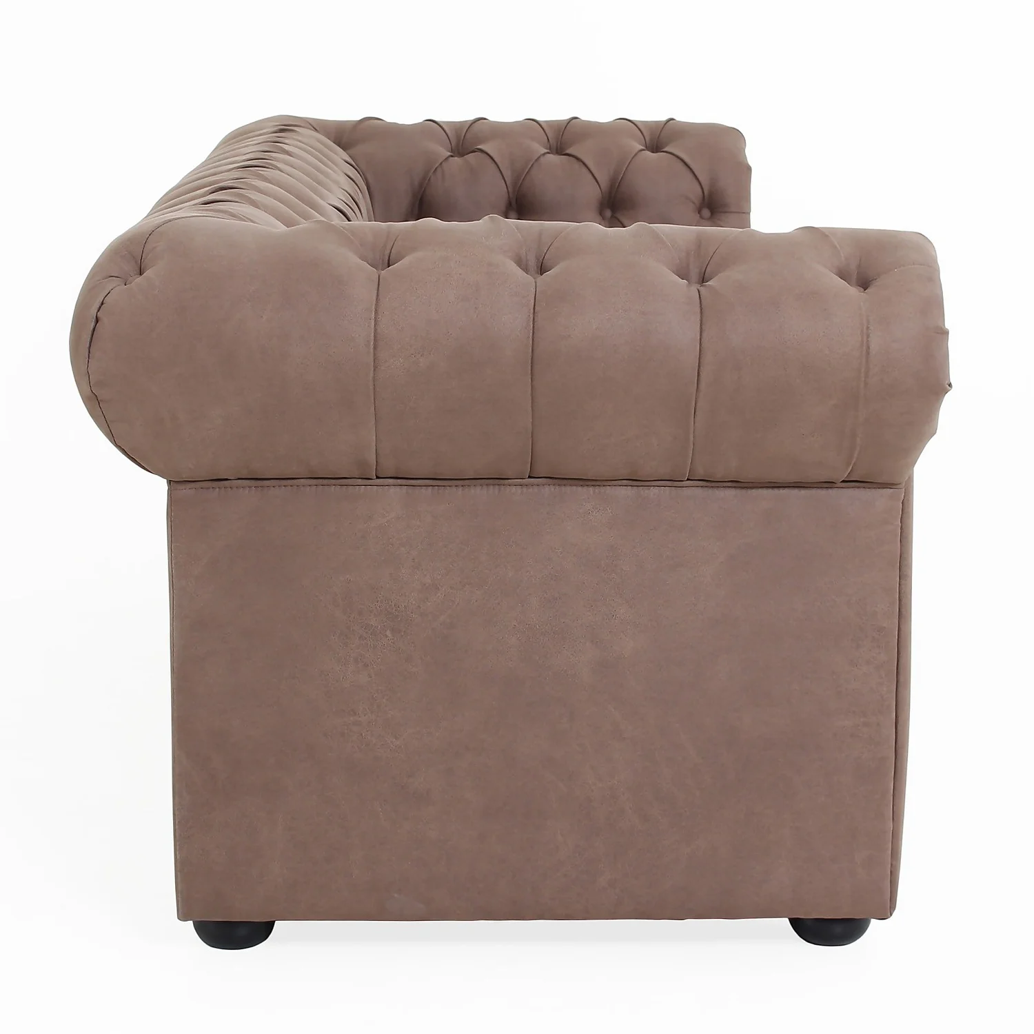 Chesterfield Faux Leather 3 Seater Sofa - Tan - Image 5