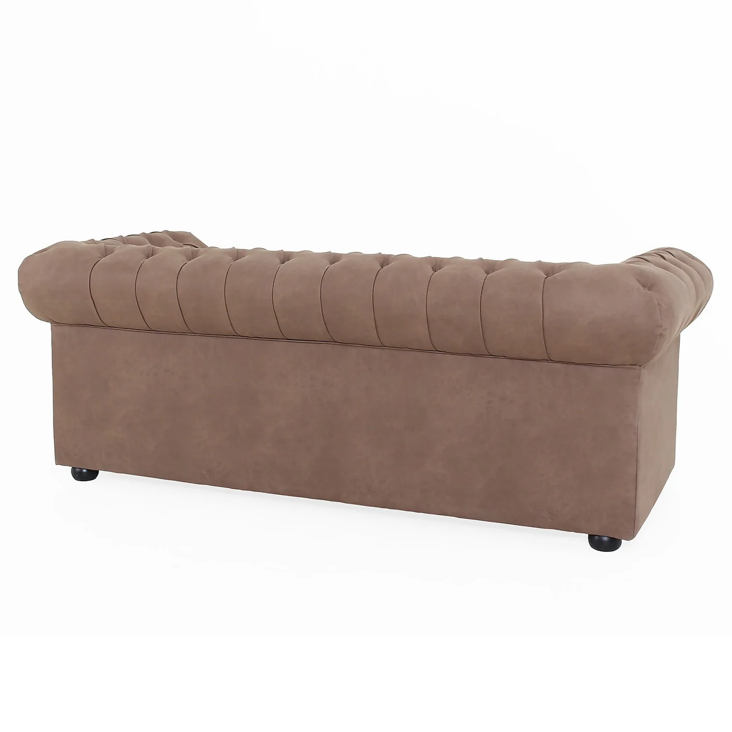 Chesterfield Faux Leather 3 Seater Sofa - Tan - Image 4