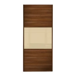 Linear Sliding Wardrobe Door 3 Panel Walnut / Cream Glass With Walnut Frame (W)762mm