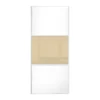 Linear Sliding Wardrobe Door 3 Panel Cream Glass / White Wooden Panel (W)610mm