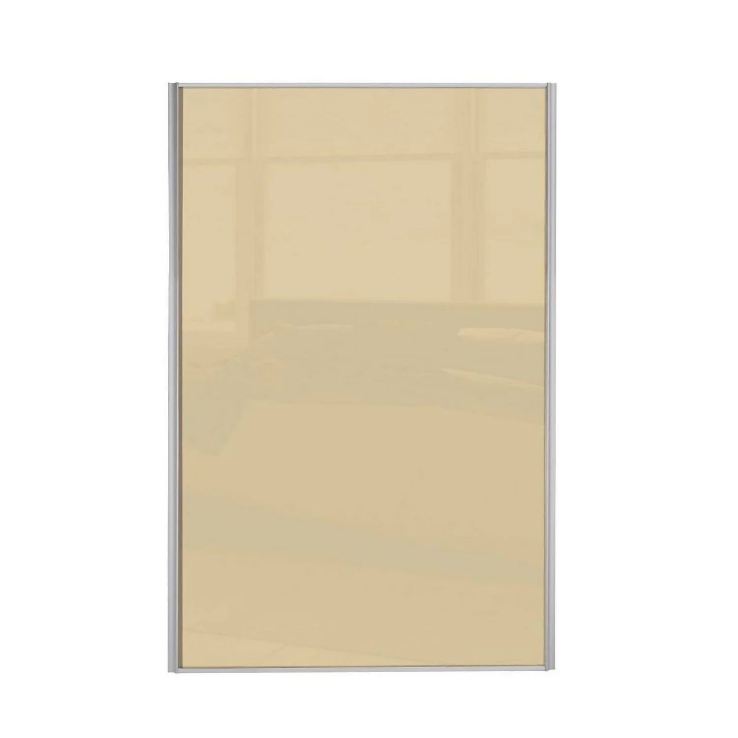 Loft Sliding Wardrobe Door Cream Glass With Silver Frame (W)762mm