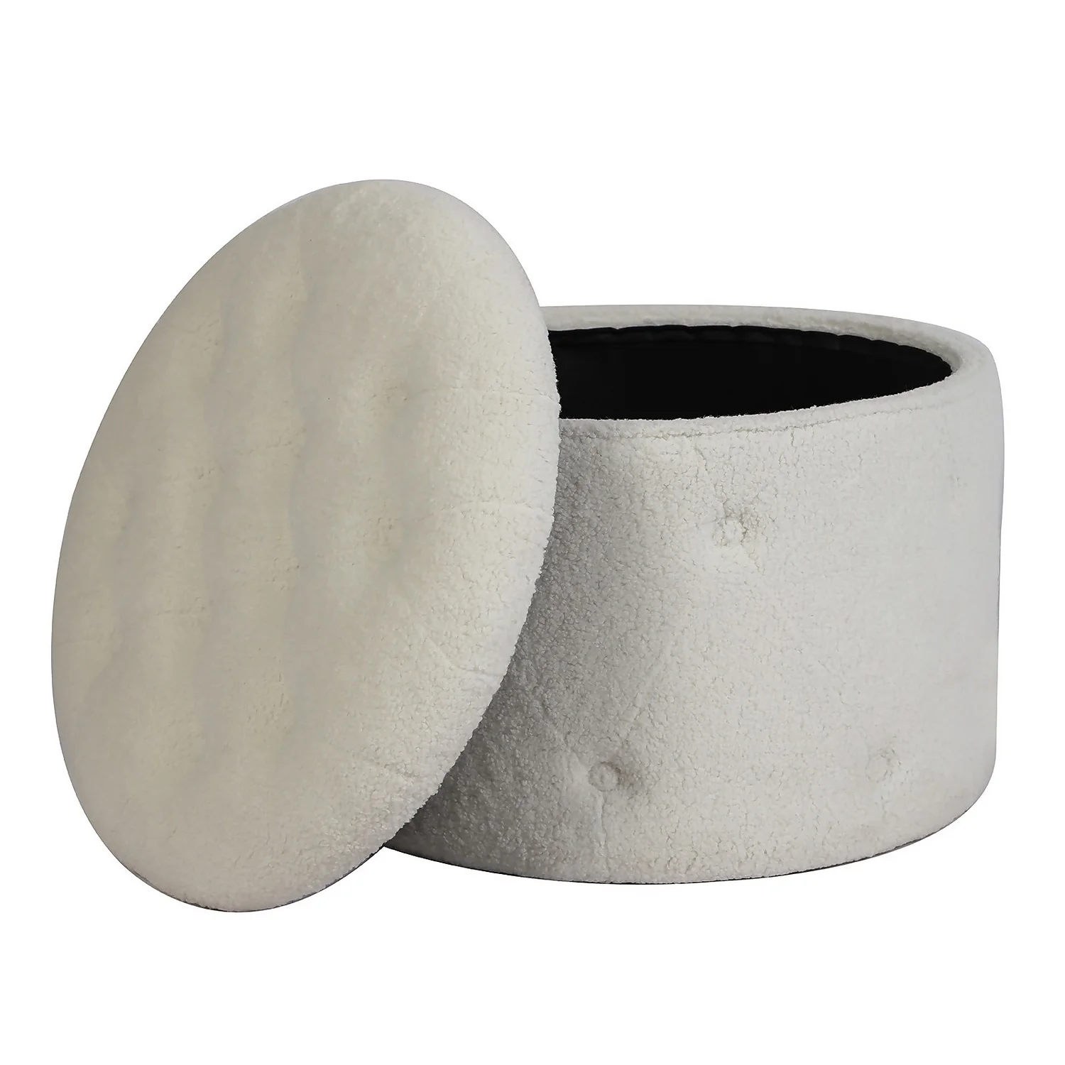 Betty Boucle Button Ottoman - Cream - Image 3