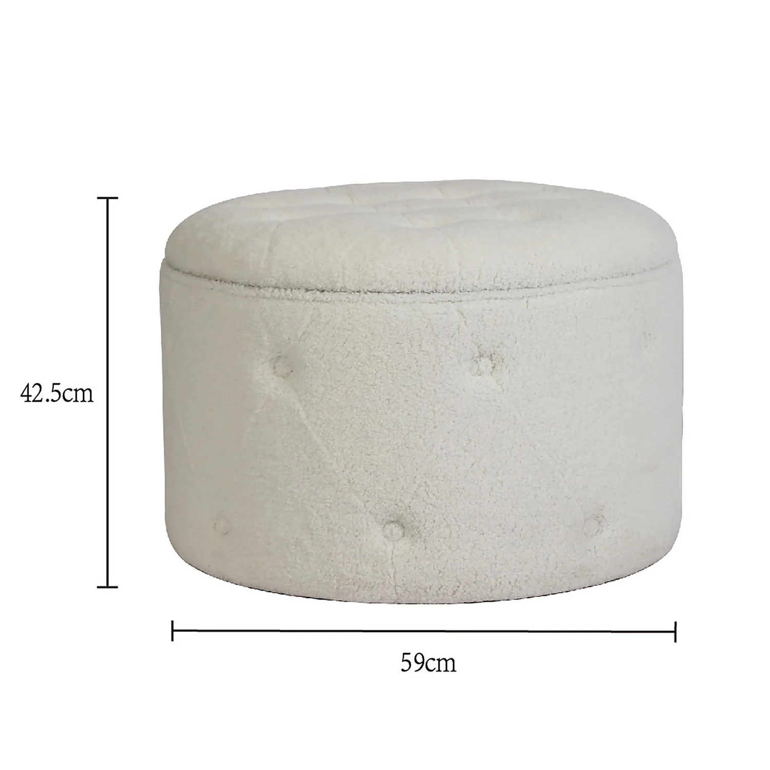 Betty Boucle Button Ottoman - Cream - Image 6