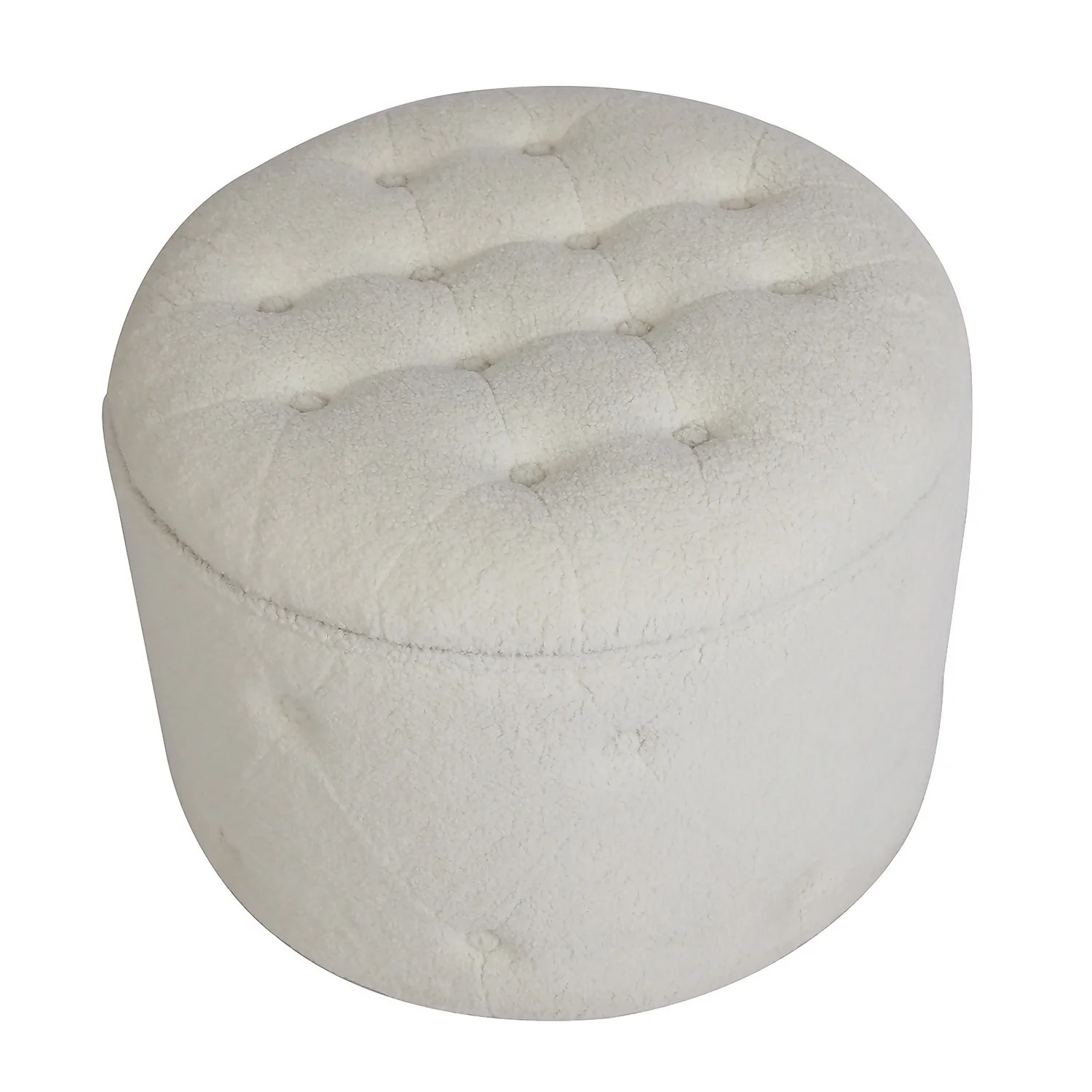 Betty Boucle Button Ottoman - Cream - Image 4