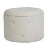 Betty Boucle Button Ottoman - Cream