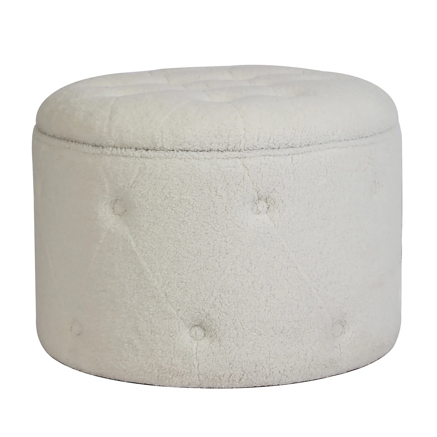 Betty Boucle Button Ottoman - Cream