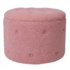 Betty Boucle Button Ottoman - Rose