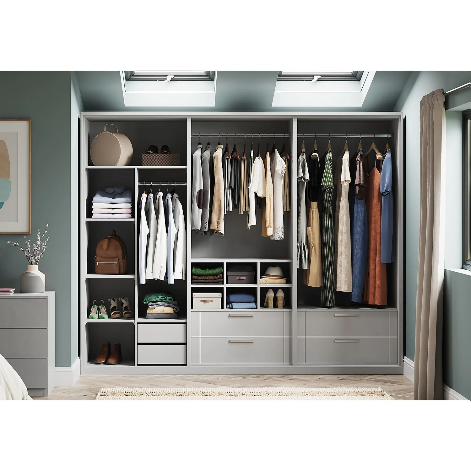 House Beautiful Internal Built-In Two Drawer Unit For Double Wardrobe - Grey - Image 4