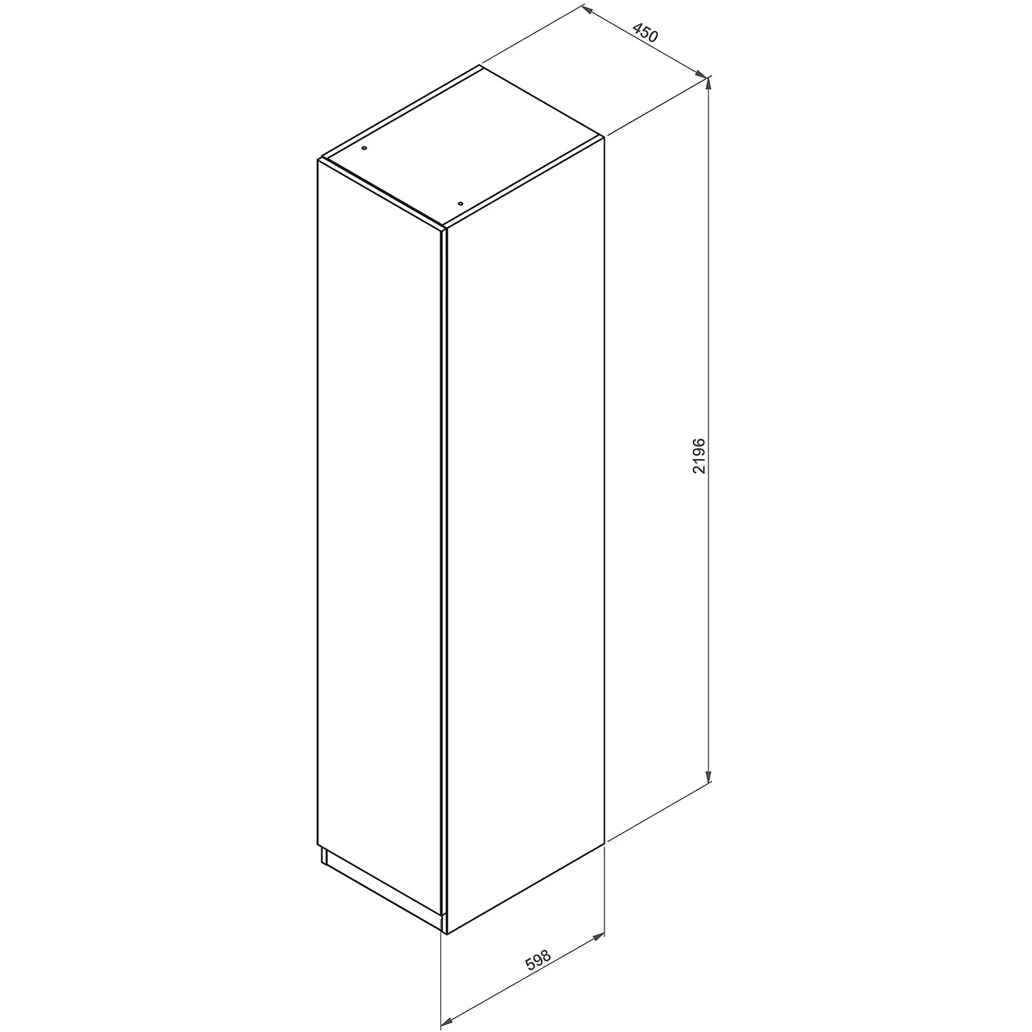 House Beautiful Escape Single Wardrobe, Oak Effect Carcass - Gloss Grey Handleless Door (W) 450mm X (H) 2196mm - Image 4