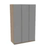 House Beautiful Escape Triple Wardrobe, Oak Effect Carcass - Gloss Grey Handleless Door (W) 1350mm X (H) 2196mm