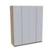 House Beautiful Escape Quad Wardrobe, Oak Effect Carcass - Gloss White Handleless Doors (W) 1800mm X (H) 2196mm
