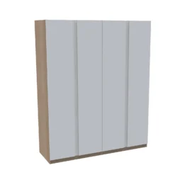 House Beautiful Escape Quad Wardrobe, Oak Effect Carcass - Gloss White Handleless Doors (W) 1800mm X (H) 2196mm